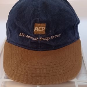 AEP Cap Plastic adjustable cap America's Energy Partener blue tan